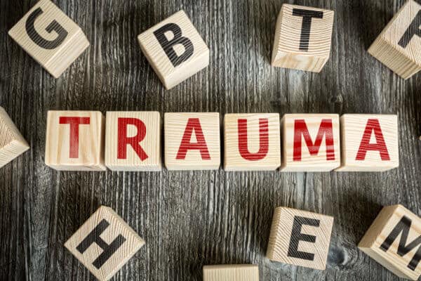 Wooden Blocks Spell Out TRAUMA