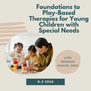 Therapist building blocks with two young children