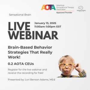 Young child looking upward to the left through a pair of yellow-rimmed glasses