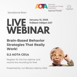 Young child looking upward to the left through a pair of yellow-rimmed glasses