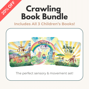 Children's Crawling Kit Bundle with 3 books: Dino, Unicorn, Jungle. Perfect sensory and movement set for kids.
