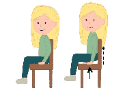 Illustration showing two seated woman with different postures: one slouching, one sitting upright with back support arrows.